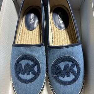 Michael Kors Navy Denim Logo Espadrille Slip-Ons